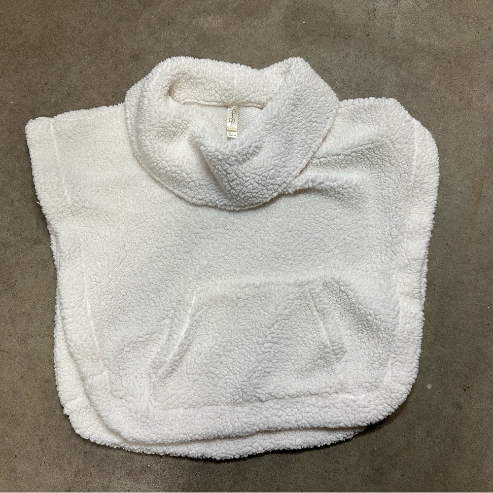 Cozy White Sherpa Poncho
